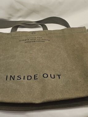 Amazon Olive Canvas Tote Bag with INSIDE OUT Print